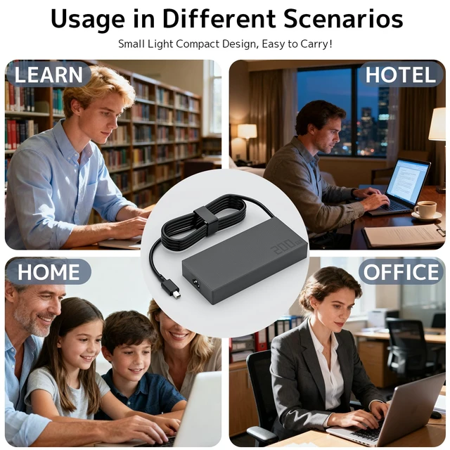 Alt view image 6 of 7 - 200W 10A Gaming Laptop Charger Fit for ASUS ROG Zephyrus TUF ProArt Zenbook 20V 10A Fast Charging Stable Power for Gaming Smart Temperature Control Compact Design ADP-200JB K Fits 180W Models