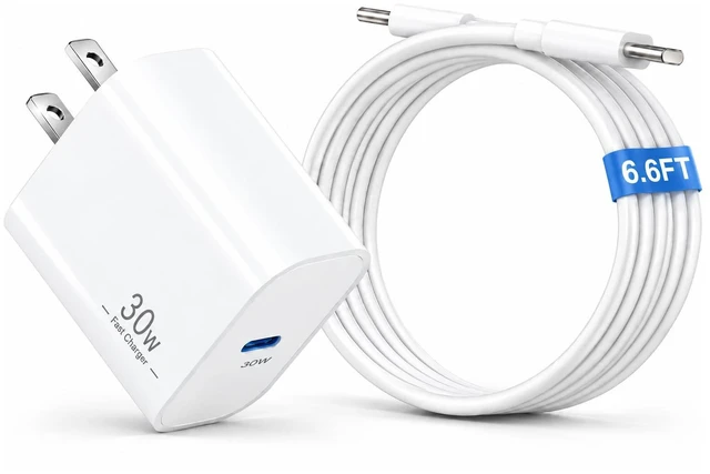 Main image of 30W USBC Charger Fit for Mac Book Neo(A3404), with 6.6FT Cable(60W/3A) PPS Portable Replacement Charger Fit for Mac Book Neo(A3404), Much Faster than 20W Charger, Save Your Time