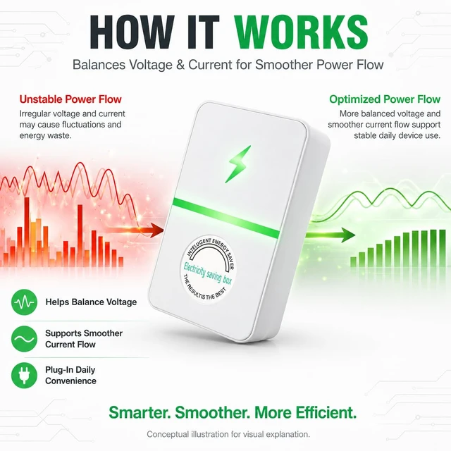 Alt view image 2 of 7 - Smart Energy Saver Plug, Voltage Optimizer & Surge Protector, 2 Pack Compact plug-in design with LED status indicator and automatic overheat shutoff for indoor home or office outlets