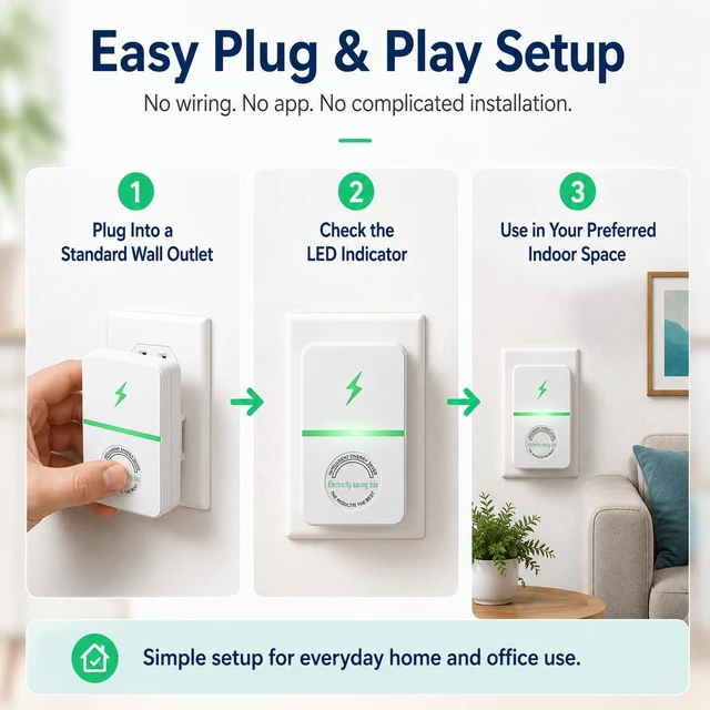 Alt view image 6 of 7 - Smart Energy Saver Plug, Voltage Optimizer & Surge Protector, 2 Pack Compact plug-in design with LED status indicator and automatic overheat shutoff for indoor home or office outlets