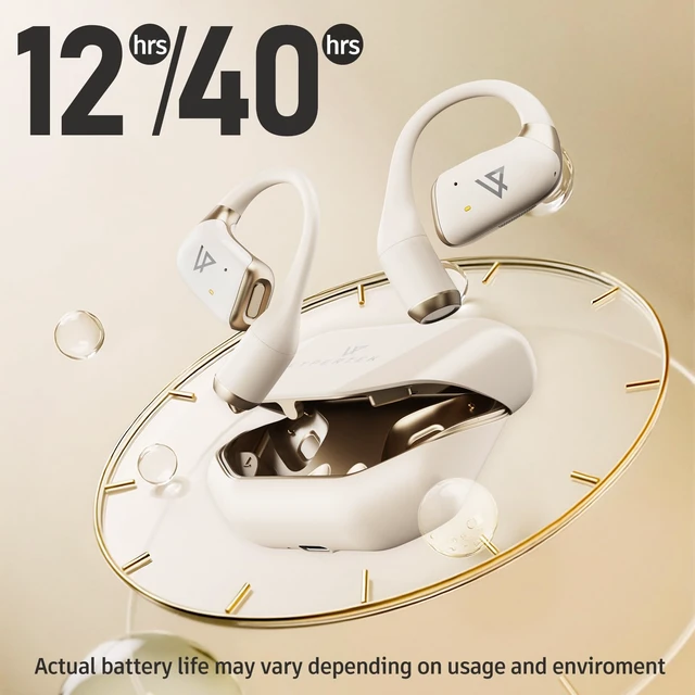 Alt view image 4 of 7 - SoundFree S40 Open Ear Earbuds, Bluetooth Headphones 8.3g lightweight fit with titanium ear hooks, 40H battery, ENC calls and IP55 protection for sports and daily use