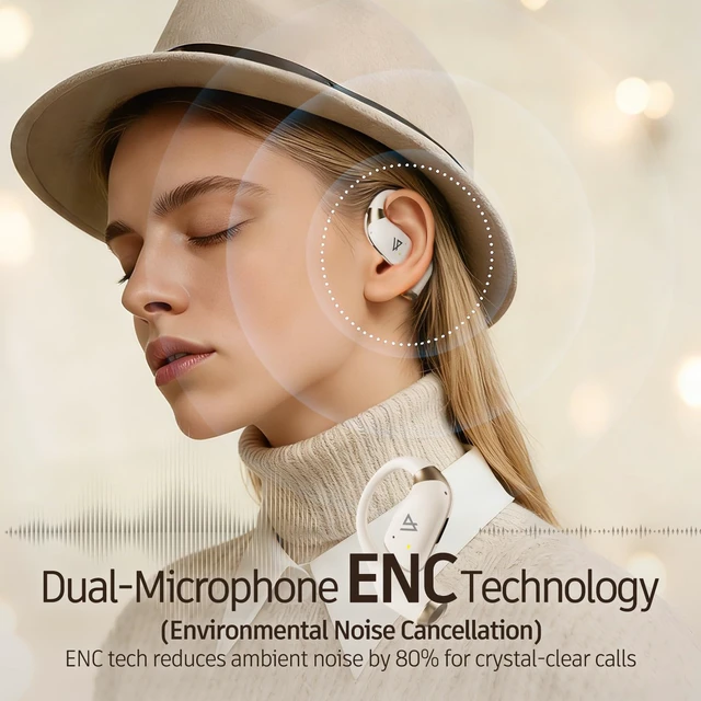 Alt view image 7 of 7 - SoundFree S40 Open Ear Earbuds, Bluetooth Headphones 8.3g lightweight fit with titanium ear hooks, 40H battery, ENC calls and IP55 protection for sports and daily use