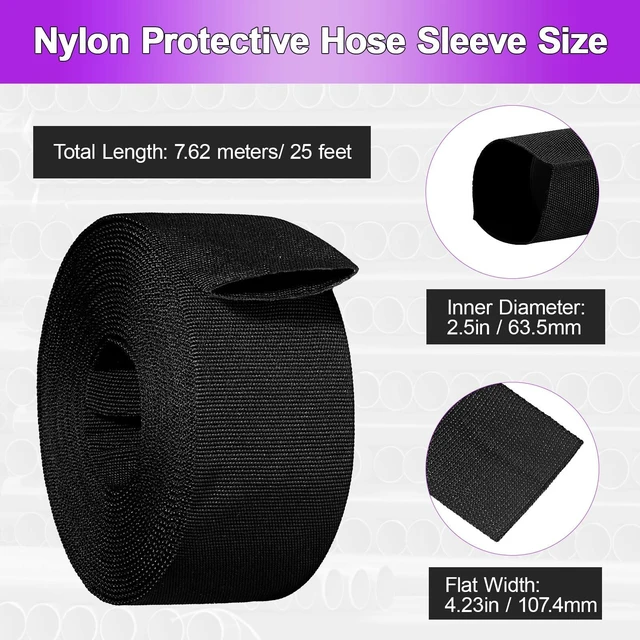 Alt view image 2 of 7 - 2.5" ID Nylon Protective Hose Sleeve, Nylon Protective Sleeve Nylon Protective Sheath Nylon Cable Cover for Welding Torch Hydraulic Hose, 25' Length, Black