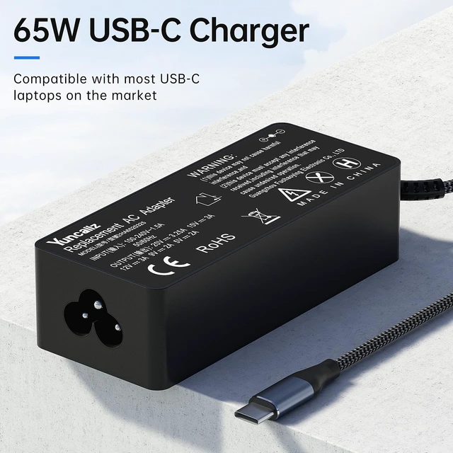 Alt view image 4 of 6 - 65W USB C Laptop Charger for Lenovo ThinkPad T14/T14s/T15, Yoga, ThinkBook & Chromebook Fast AC Power Adapter Home & Office Fast Charging Laptop Charger for Lenovo