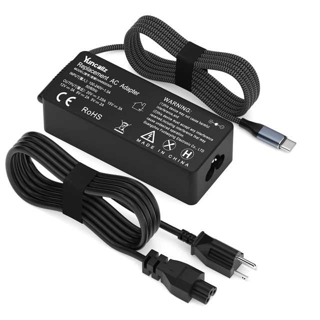 Alt view image 2 of 6 - 65W USB C Laptop Charger for Lenovo ThinkPad T14/T14s/T15, Yoga, ThinkBook & Chromebook Fast AC Power Adapter Home & Office Fast Charging Laptop Charger for Lenovo
