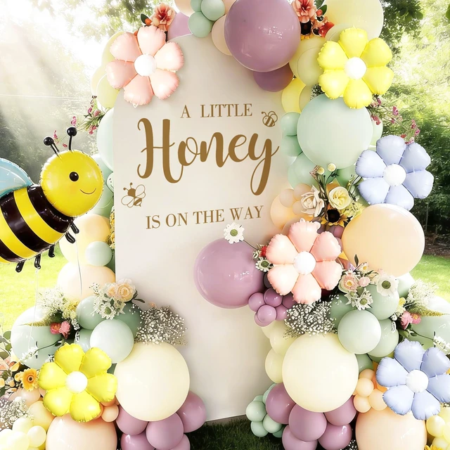 Alt view image 3 of 7 - A Little Honey is on The Way Wall Decal,Bee Them Welcome Baby Shower Decor,Gender Reveal Balloon Arch Backdrop Wall Decor for Baby Party,boy and Girl Gender Reveal Backdrop Decor (Bee Them Decal)