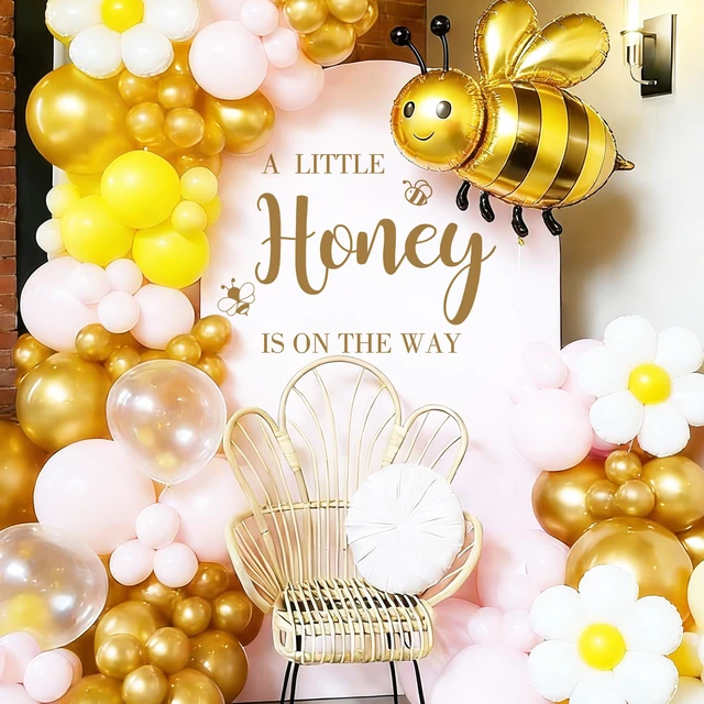 Alt view image 4 of 7 - A Little Honey is on The Way Wall Decal,Bee Them Welcome Baby Shower Decor,Gender Reveal Balloon Arch Backdrop Wall Decor for Baby Party,boy and Girl Gender Reveal Backdrop Decor (Bee Them Decal)