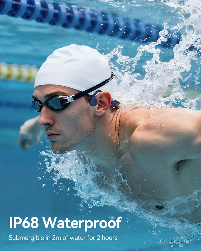 Alt view image 2 of 7 - Bone Conduction Headphones, IP68 Waterproof Swimming Headphones with MP3 Mode 32GB Memory, Up to 10 Hours Playtime, Bluetooth 6.0 Wireless Open Ear Headphone Secure Fit for Running, Fitness
