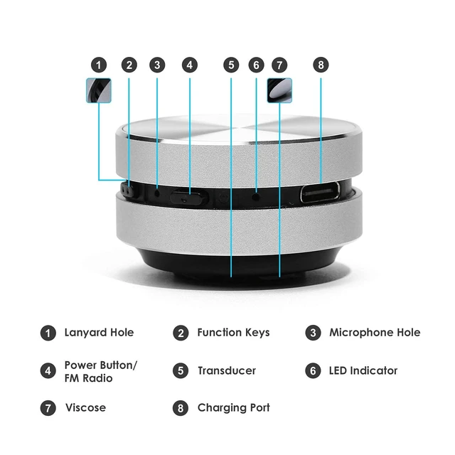 Alt view image 6 of 7 - Bone Conduction Speaker, True Wireless Speakers Mini Portable Stereo Sound Creative Speaker Compatible with iPhone, iPad, Samsung, Tablets and More Box, (2pcs Silver)