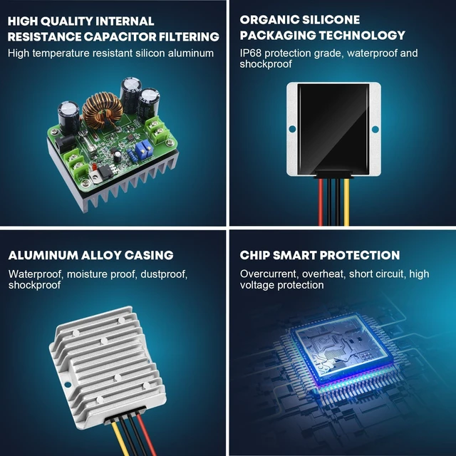 Alt view image 6 of 7 - DC 12V Step Up to 24V 10A 240W DC Boost Converter Waterproof Voltage Regulator Module Transformer for Golf Cart Club Car LED Strip Light