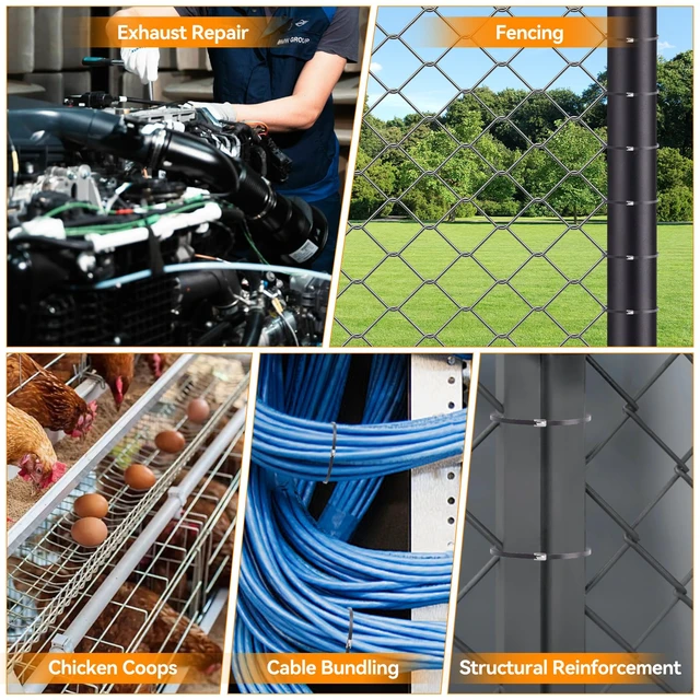 Alt view image 4 of 7 - 200pcs Metal Zip Ties Gun Tool Set Upgraded Stainless Steel Cable Tie Gun Uv Resistant Black Heavy Steel Cable Tie Heavy Duty Outdoor for Fastening & Cutting, Chain Link Fence, Exhaust Pipe
