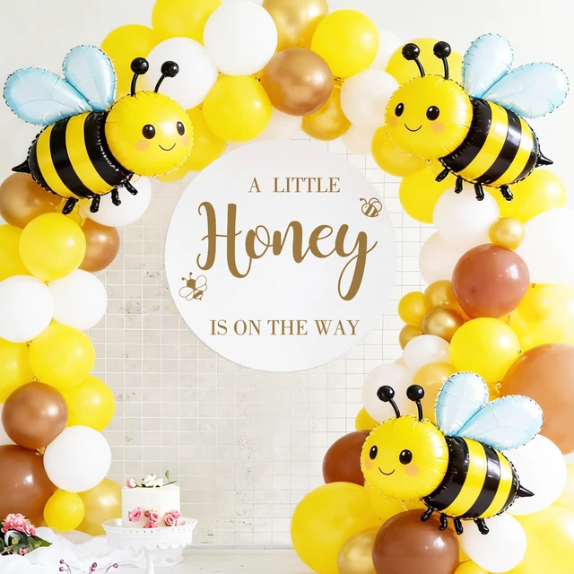 Alt view image 6 of 7 - A Little Honey is on The Way Wall Decal,Bee Them Welcome Baby Shower Decor,Gender Reveal Balloon Arch Backdrop Wall Decor for Baby Party,boy and Girl Gender Reveal Backdrop Decor (Bee Them Decal)