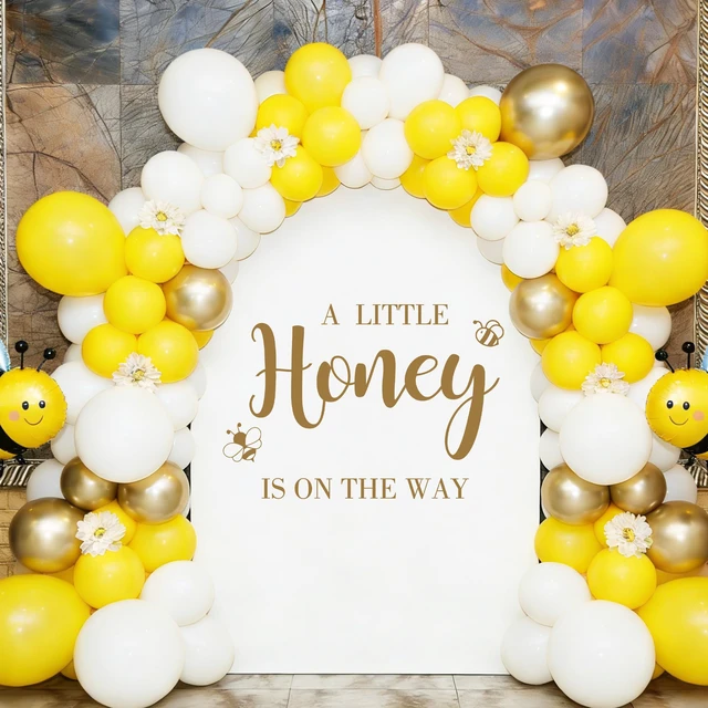 Alt view image 7 of 7 - A Little Honey is on The Way Wall Decal,Bee Them Welcome Baby Shower Decor,Gender Reveal Balloon Arch Backdrop Wall Decor for Baby Party,boy and Girl Gender Reveal Backdrop Decor (Bee Them Decal)