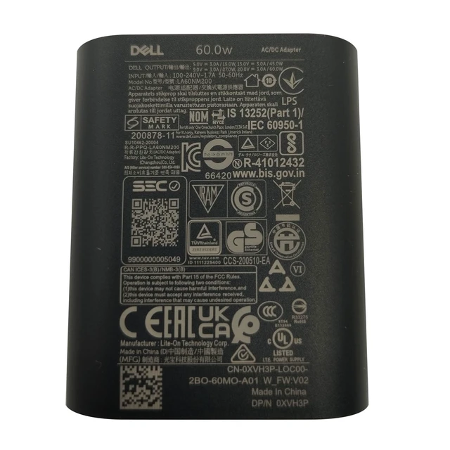 Alt view image 6 of 7 - Laptop Charger 60W Watt USB Type C AC Power Adapter XPS 13 9320,Latitude 7320 5330 9330 7430 5340 7330 5530 5330 9440 7640 7440 5440 7340 5540 7530 9430
