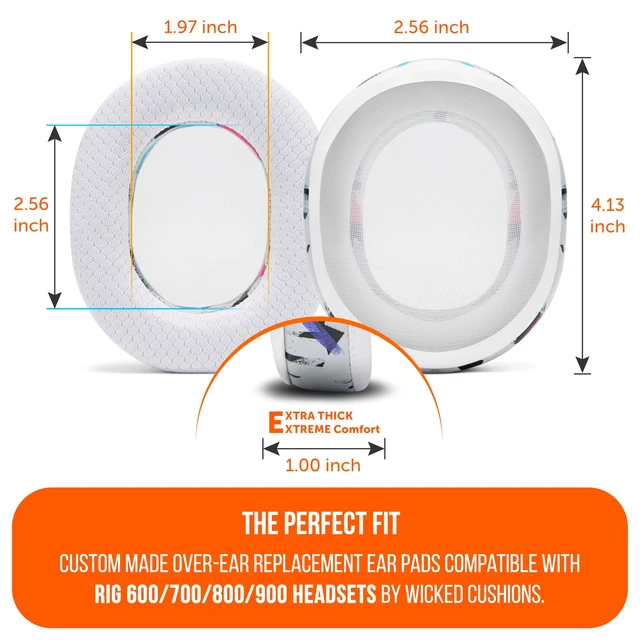 Alt view image 5 of 7 - Freeze Rig 800 & 900 - Cooling Gel Earpads for RIG 800 Pro & 900 Max Made by Wicked Cushions Also fits RIG 600 Pro & 700 HX, Boost Comfort & Sound Isolation 90's White