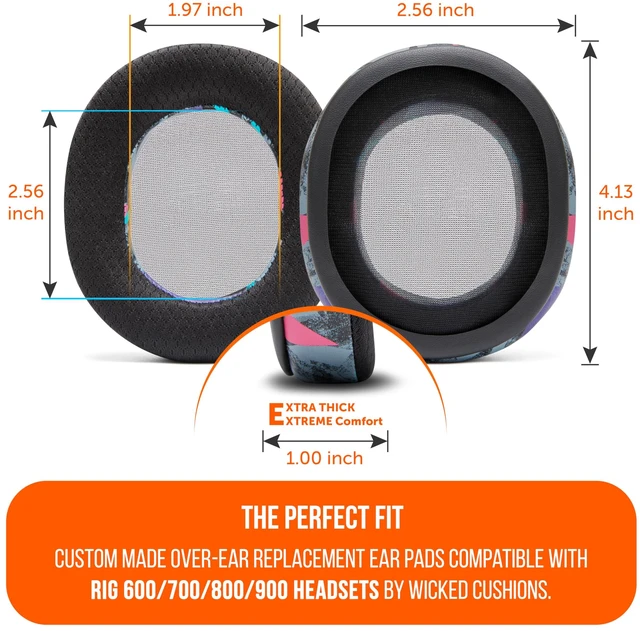 Alt view image 5 of 7 - Freeze Rig 800 & 900 - Cooling Gel Earpads for RIG 800 Pro & 900 Max Made by Wicked Cushions Also fits RIG 600 Pro & 700 HX, Boost Comfort & Sound Isolation 90's Black