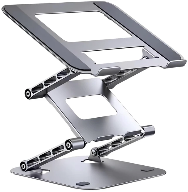 Main image of 3-Tier Height-Adjustable Laptop Stand, All-Metal Dual-Bar Anti-Slip Heat-Dissipating Notebook Stand for MacBook Pro/Air (10-17"), Tablet, Gaming, Office, Home, Drawing - Silver