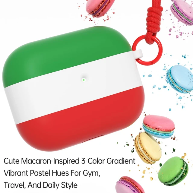 Alt view image 2 of 7 - Case for AirPods Pro 3 (2025), 3 Color Gradient Green&Red Cute, Silicone Shockproof, Lanyard & Keychain, Adhesive-Free, Wireless Charging, Girly Women Gym Travel