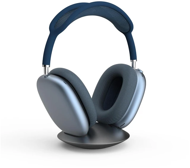 Alt view image 5 of 7 - All-Aluminum Headphone Stand for AirPods Max, Full CNC-Machined Metal Base with Soft Silicone Contact Pad, Futuristic Ring Design, Stable Desktop Display Dock (Gray)