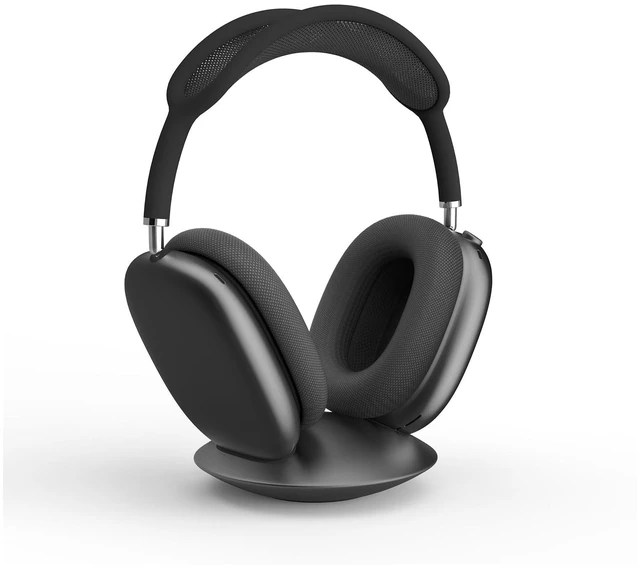 Alt view image 2 of 7 - All-Aluminum Headphone Stand for AirPods Max, Full CNC-Machined Metal Base with Soft Silicone Contact Pad, Futuristic Ring Design, Stable Desktop Display Dock (Gray)