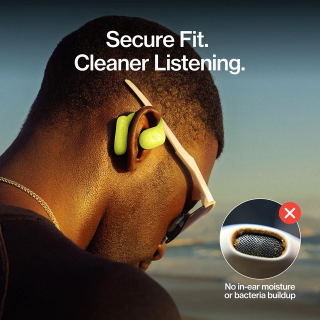 Alt view image 6 of 7 - Aktive Open Ear Bluetooth Earbuds - Wireless Earphones, Fast Charging & 10 Hours Long Lasting Battery, Comfortable Secure Fit, IPX5 Water Resistant - Yellow