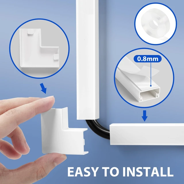 Alt view image 4 of 6 - 157in Cord Hider Wall Kit, Cable Hider for 1 Thick Cord, Beige Wire Covers for Cords - TV Cord Cover Wall Kit, Cable Cover Cable Raceway, Wall Cable Concealer 10 x L15.7, W0.78 H0.4
