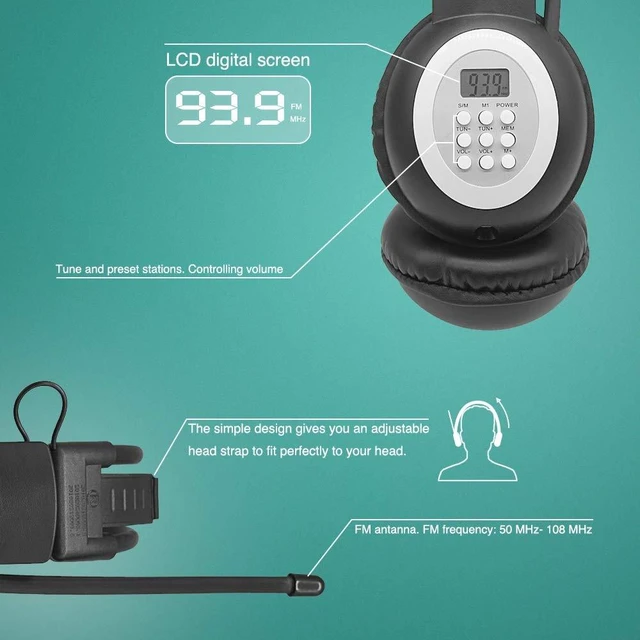 Alt view image 4 of 7 - Wireless Personal FM Radio Headphones Ear Muffs with Best Reception Portable Headset with Radio Built in for Walking, Jogging, Daily Works Powered by 2 AA Batteries (Not Included)