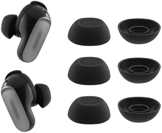 Main image of Replacement Ear Tips for Bose QuietComfort Ultra Earbuds 2nd Gen 3 Pairs (Black, Small), Silicone Ear Tips