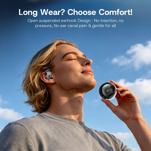 Alt view image 2 of 7 - Open Over Ear Earbuds Open Ear Headphones Wireless Bluetooth Over The Ear Earbuds That Don'T Go In Your Ear Air Conduction With Awareness Of Surroundings With Over-Ear Hooks