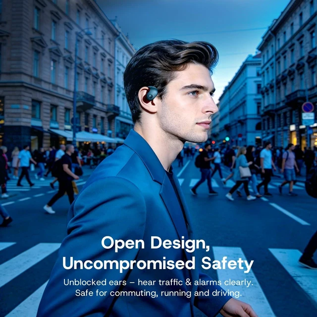 Alt view image 6 of 7 - Open Over Ear Earbuds Open Ear Headphones Wireless Bluetooth Over The Ear Earbuds That Don'T Go In Your Ear Air Conduction With Awareness Of Surroundings With Over-Ear Hooks