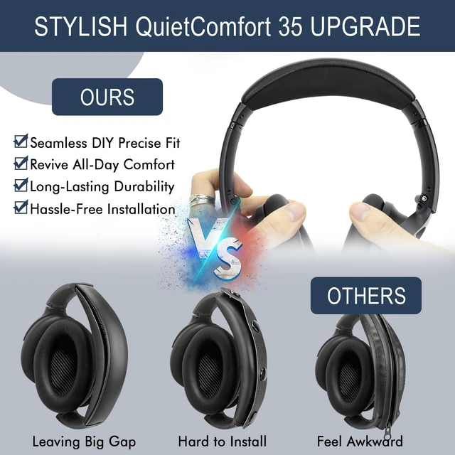 Alt view image 4 of 7 - Headband Cover for Bose QC35 & QC35 ii & QC45 - Black for (QuietComfort35 & Quiet Comfort35 ii & QuietComfort 45) Headphones, Headstrap Pad Repair Part, Easy Installation