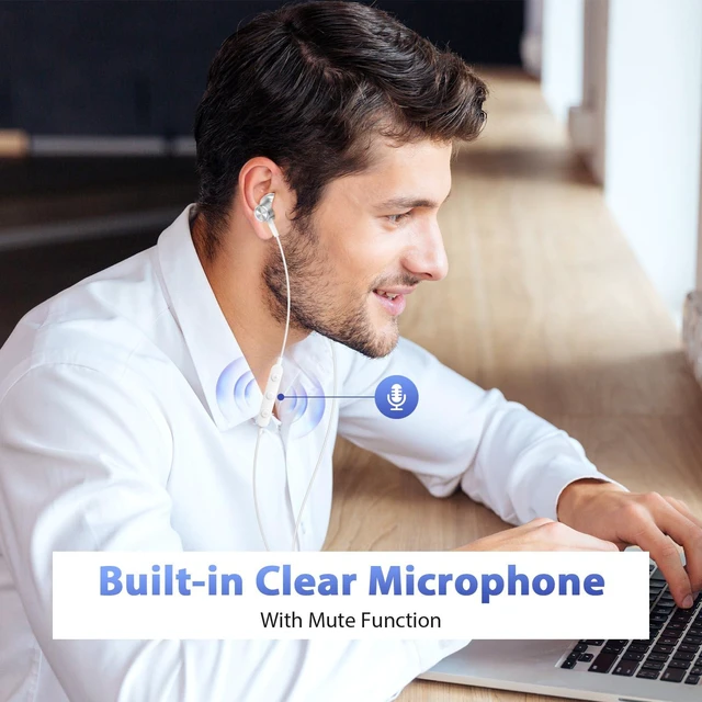 Alt view image 7 of 7 - USB Earbuds Wired Headphones with Microphone for PC Computer,USB-A Wired USB Headset in-Ear Earphone with Mic&Audio Control for HP/Dell/Acer Laptop,for Work Office Meeting School Earbuds,White