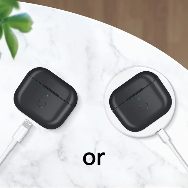 Alt view image 3 of 7 - Wireless Charging Case Replacement Compatible with AirPod 3rd Generation, Air Pod 3 Charger Case with Bluetooth Pairing Sync Button Without Earbuds, Black