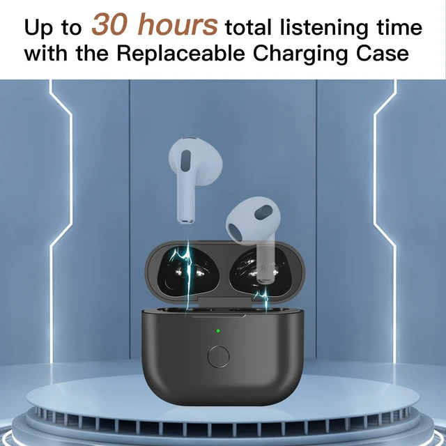 Alt view image 4 of 7 - Wireless Charging Case Replacement Compatible with AirPod 3rd Generation, Air Pod 3 Charger Case with Bluetooth Pairing Sync Button Without Earbuds, Black