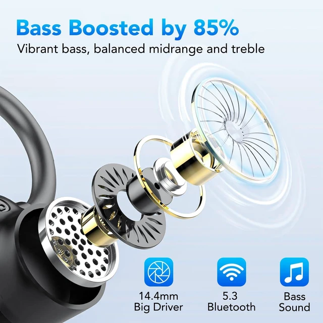 Alt view image 2 of 7 - Ear Buds Wireless Earbuds Bluetooth 5.3 Headphones 72hrs Playtime with Digital Display Sports Wireless Headphones with Earhook Deep Bass 2.0,IPX7 Waterproof, Over-Ear Earphones for Sport Running