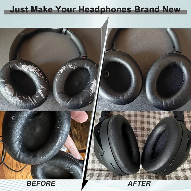 Alt view image 7 of 7 - Replacement Ear Pads for Sony WH-1000XM4 (WH1000XM4) Over-Ear Headphones, Ear Cushions, Headset Earpads, Ear Cups Cover with Soft Protein Leather (Black)