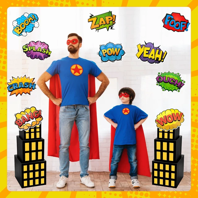 Alt view image 6 of 7 - 16 Pcs Super Theme Hero Party Decorations Skyscraper Decor Boxes Include 6 Skyscraper Boxes 10 Stickers for Super Theme Party