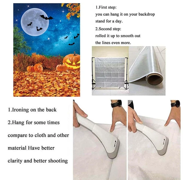 Alt view image 7 of 7 - Halloween Photography Backdrop 6x8FT Moonlight Pumpkin Fallen Leaves Background for Kids Portrait Halloween Baby Shower Birthday Trick or Treat Party Decorations Photo Props