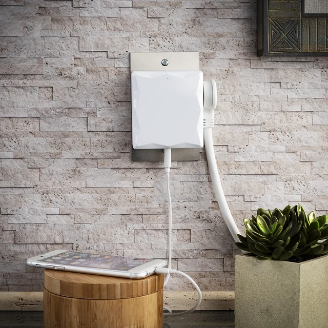 Alt view image 6 of 7 - P2WU Professional Surge Protector, 500J/125V, 2 Outlets, 3 USB Charge Ports, Wall Tap Design, White