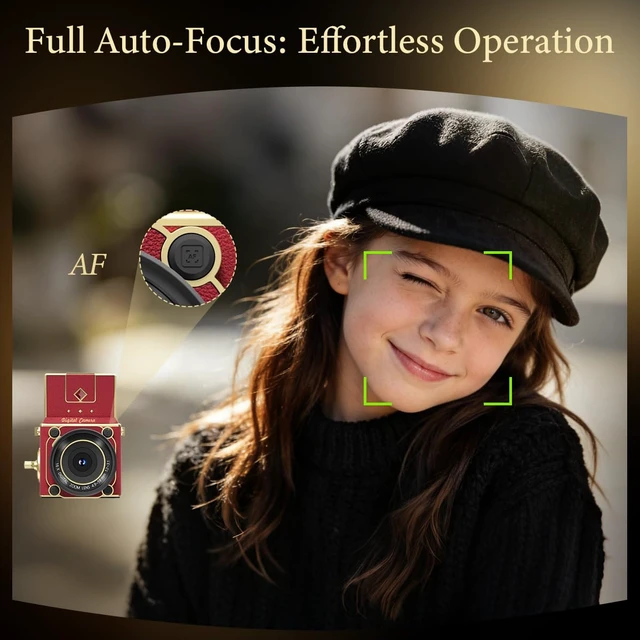 Alt view image 5 of 7 - 2.7K Vintage Digital Camera, 56MP Retro Point and Shoot Camera Vintage Camera for Beginners, 2" IPS HD Waist-Level Screen, Autofocus Retro Cameras, 16X Zoom Compact Camara for Teens