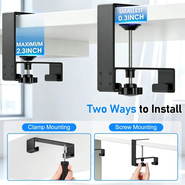 Alt view image 2 of 7 - 36" Under Desk Cable Management Tray, No-Drill Clamp-On Under Desk Cord Management for Desk, Anti-Sag Fabric Wire Management for Power Strips, Cable Raceways Tray Cord Hiders for Office/Home (Black)