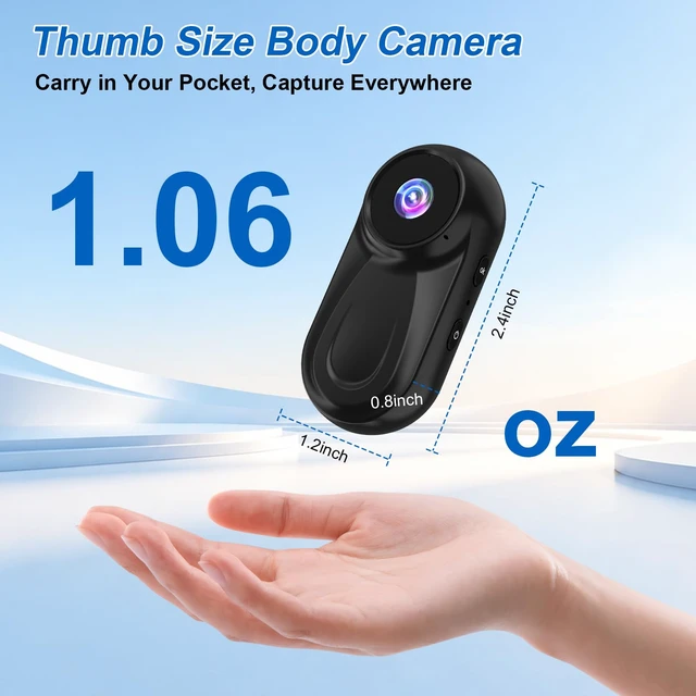Alt view image 5 of 7 - Mini Body Camera 1080P 64G SD Card, Small Action Camera, Magnetic Wearable cam for Hands-Free Recording, Thumb Camera, Helmet Mount, Pocket Cam for Vlogging(No Wi-Fi & APP)
