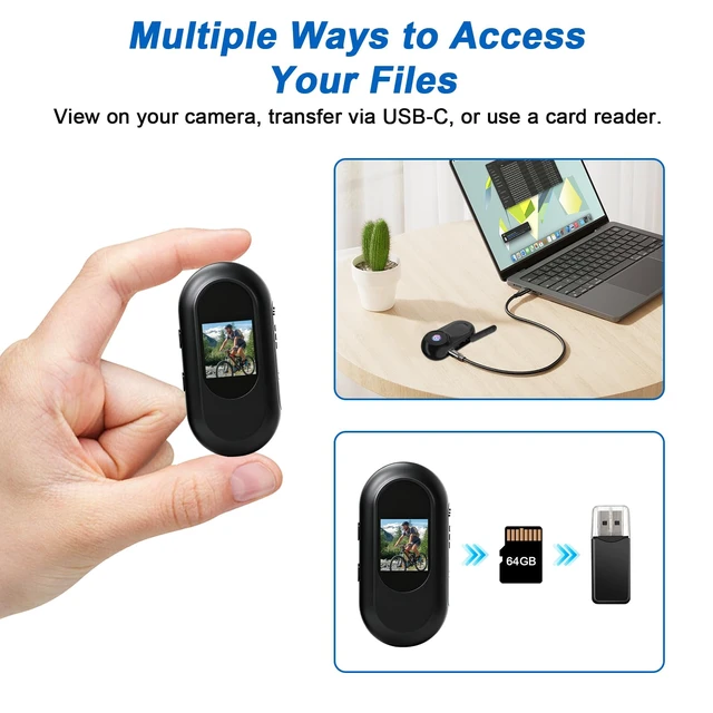 Alt view image 7 of 7 - Mini Body Camera 1080P 64G SD Card, Small Action Camera, Magnetic Wearable cam for Hands-Free Recording, Thumb Camera, Helmet Mount, Pocket Cam for Vlogging(No Wi-Fi & APP)