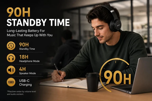 Alt view image 7 of 7 - 2-in-1 Bluetooth Headphones & Wireless Speaker, Bluetooth 5.3 Over Ear Headphones with Microphone, TF Card Playback, Dual 40mm Drivers, 3 EQ Modes, 18H Playtime, USB-C Charging, Gift Ready