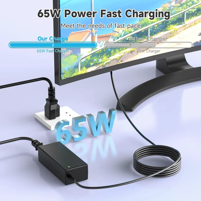 Alt view image 6 of 7 - 19V AC Power Cord Compatible with Acer Monitor LCD H236HL SA230 G276HL S230HL S232HL G246HL G206HQL S271HL S240HL S241HL G236HL G226HQL S220HQL S202HL 65W Charger