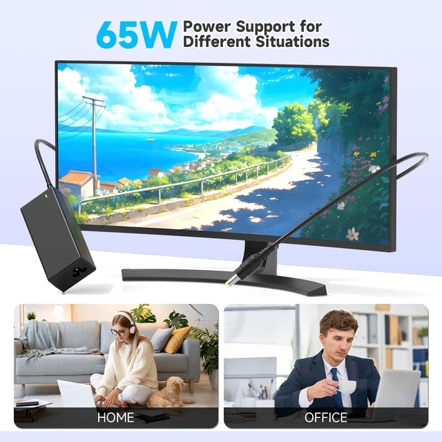 Alt view image 7 of 7 - 19V AC Power Cord Compatible with Acer Monitor LCD H236HL SA230 G276HL S230HL S232HL G246HL G206HQL S271HL S240HL S241HL G236HL G226HQL S220HQL S202HL 65W Charger