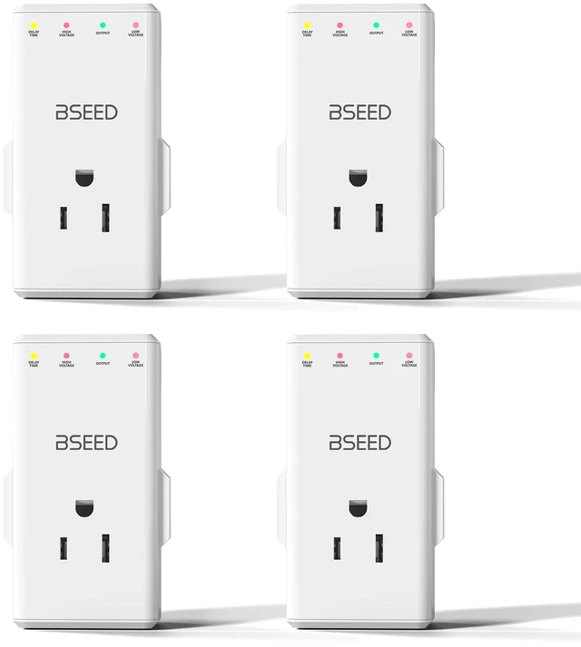 Main image of 4-Outlet Surge Protector with 350° Rotatable Plug - Voltage Protector for Refrigerator,TV, PC and Home Appliance, Light Indicators, Overload Protection, Space-Saving, 15A, 120V, White, 4 Pack