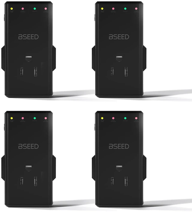 Main image of 4-Outlet Surge Protector with 350° Rotatable Plug - Voltage Protector for Refrigerator,TV, PC and Home Appliance, Light Indicators, Overload Protection, Space-Saving, 15A, 120V, Black, 4 Pack