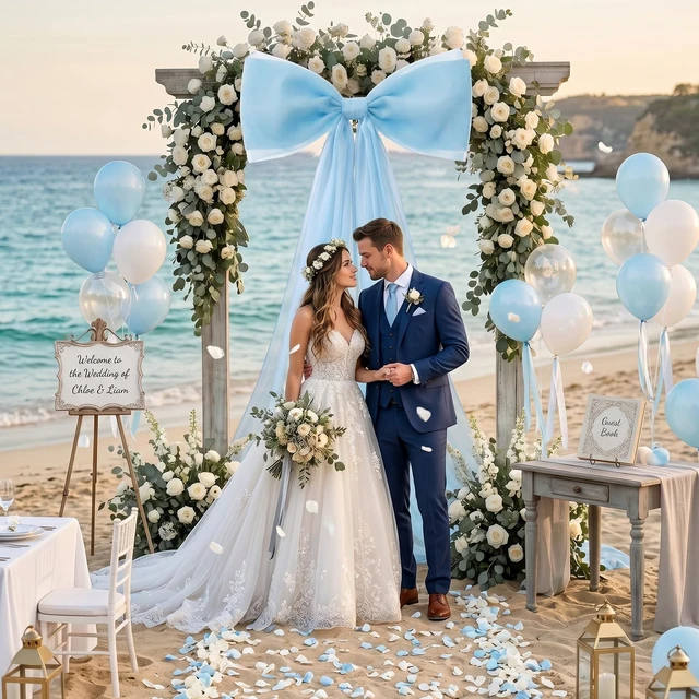 Alt view image 4 of 6 - 39x70 Inch Extra Large Blue Bow Decorations, Giant Tulle Bow for Boy Baby Shower, Big Decor for Wedding Ceremony Arch, Kids Birthday Party Backdrop Room Wall Hanging (Blue)