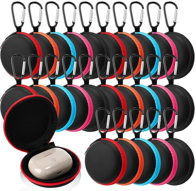 Main image of 30 Pack Headphone Cases Bulk, Earbuds Case Pouch, with Carabiner, Colorful Portable EVA Carrying Storage Bag, Wired, Wireless Earphones, Cell Phone Accessories Organizer, Card, Camera Chip Holder
